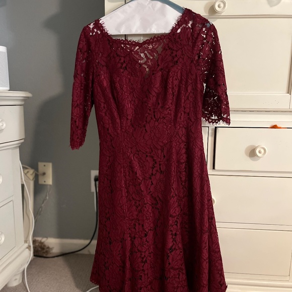 Eliza J Fit and Flare Lace Dress - Pretty Burgundy shade. - Picture 2 of 9